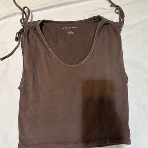 American Eagle Outfitters Brown Tie Front Crop Tank Top